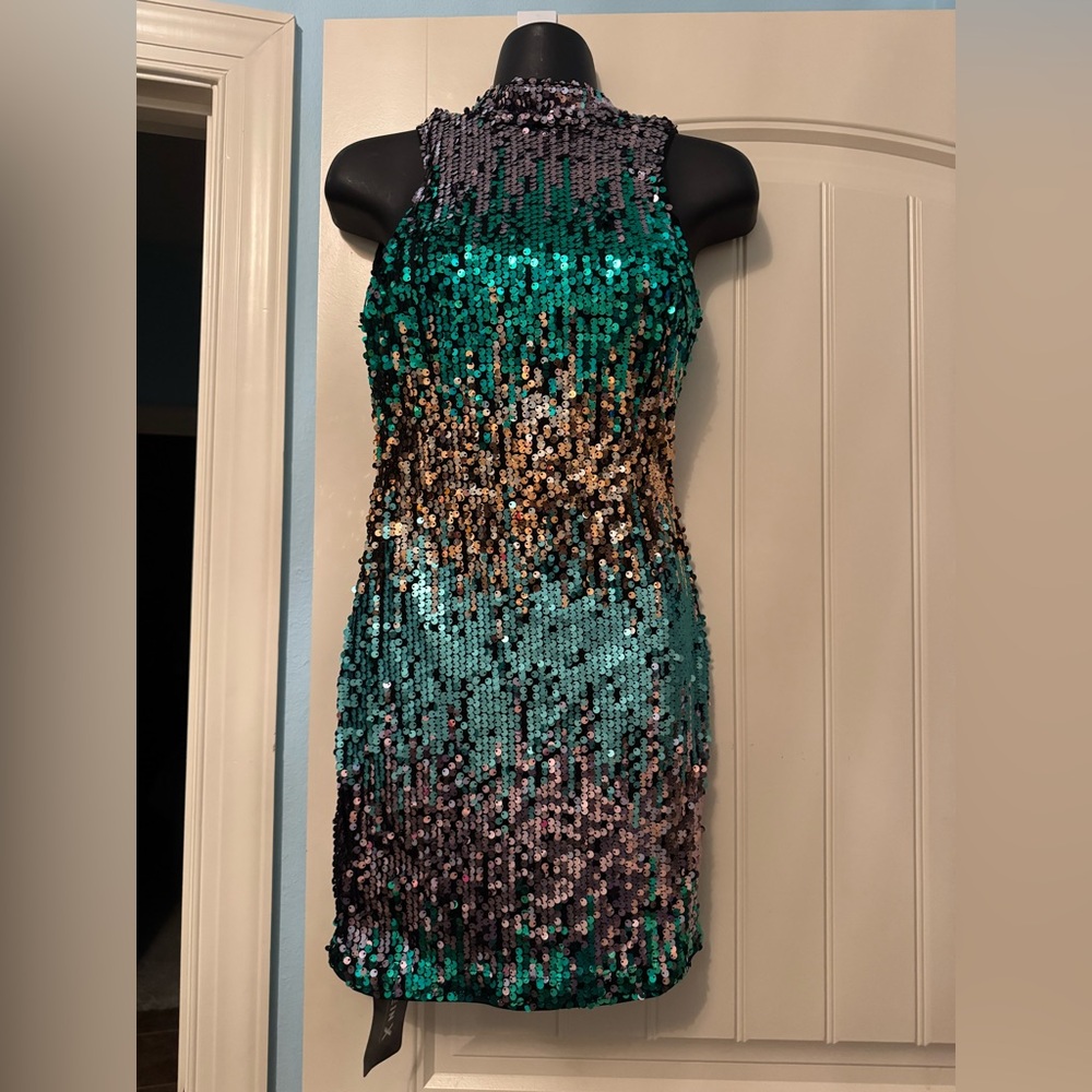 SHEIN Green and Black Sequin Mini Dress size XS